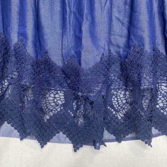 UNIQUE SPECTRUM Blouse Lace Trim 3/4 Sleeve Off Shoulder Gypsy Womens 1X Blue - Picture 7 of 9